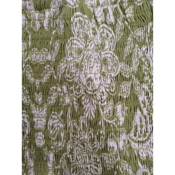 Green & White Floral Smocked Halter Crop Top By Rose + Olive XS, NWT. - Picture 5 of 8